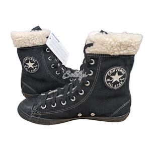Converse 2014 CT Dainty Suede Shearling Trim XHI Extra High Black Sneaker 6 NWT